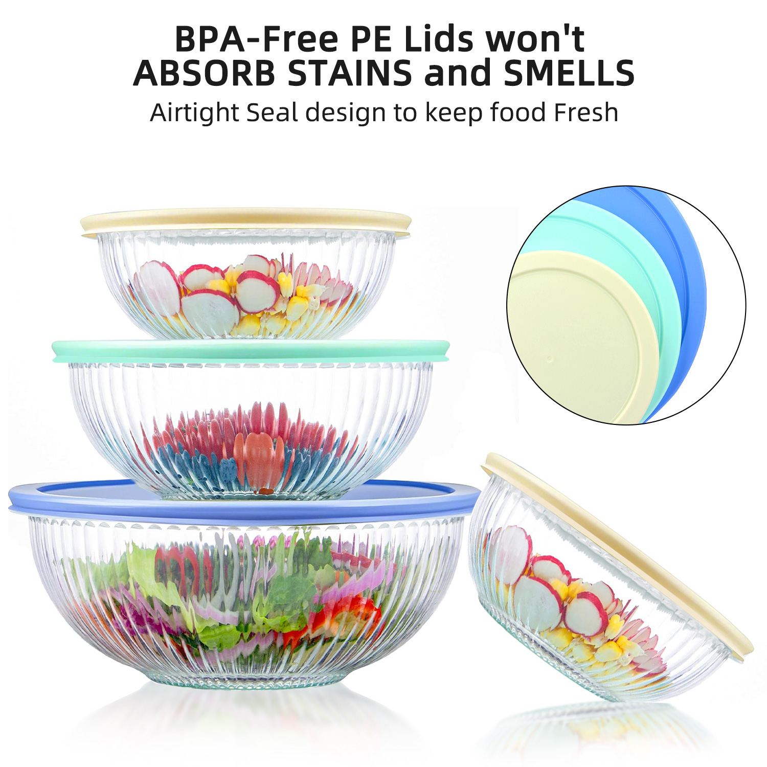 AOKIWO 11-Piece Glass Mixing Bowls with Lids and Baking Tools photo 8