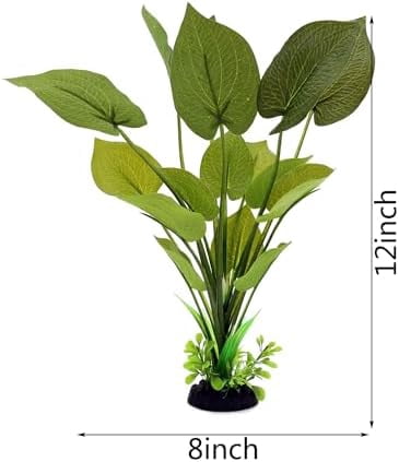 Silk Aquarium Plants, 12 Inch Artificial Silk Plants Decorations for Fish Tank,Aquarium Décor Plastic Plants (Green, 2 Pack)