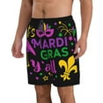 thumbnail image 2 of Kll Mardi Gras With Flamingo Men'S Casual Summer Beach Shorts Hawaiian Shorts With Pockets-Small, 2 of 9