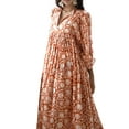 thumbnail image 6 of Coduop Summer Dresses for Women Boho Maxi Dress Ruffle Floral Flowy Beach Sundress, 6 of 9
