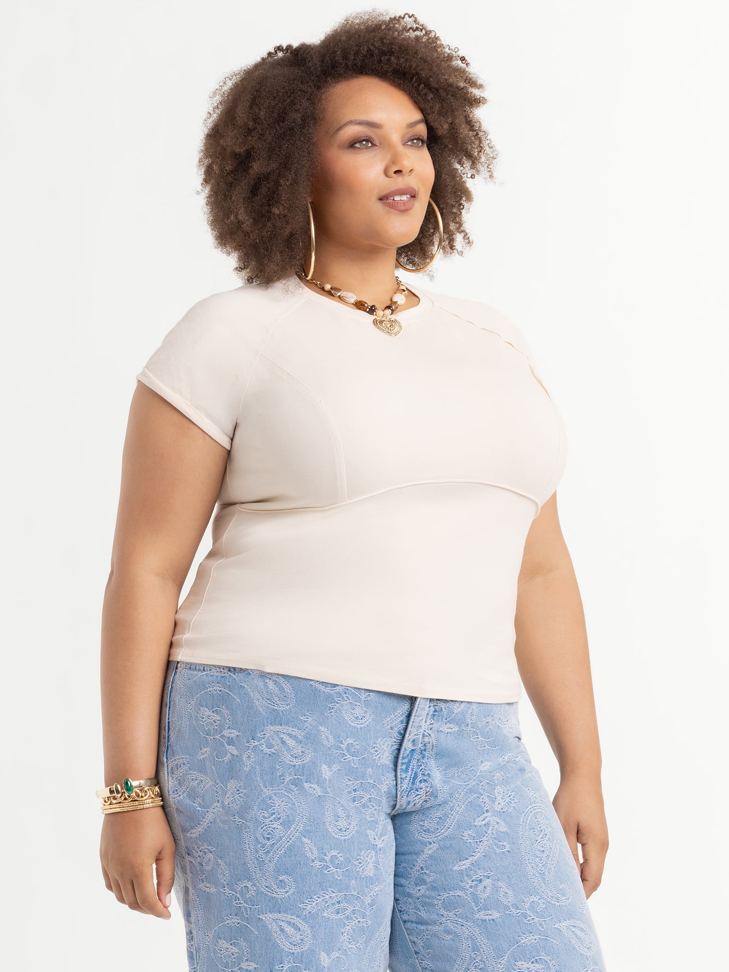 Jessica Simpson Women's Plus Size Ivy Tee Shirt, Sizes 0X-4X