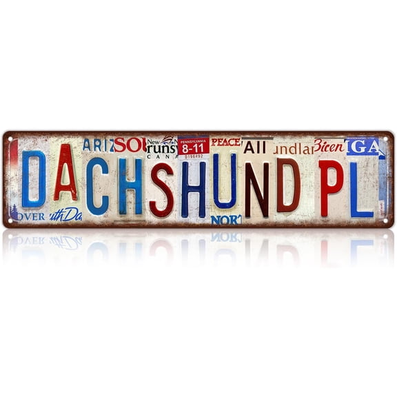 Vintage Dachshund Pl Wall Decor Street Signs Metal Tin Signs 16 x 4 Inches