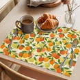 thumbnail image 3 of Green Orange Placemats Set of 12 Summer Botanical Leaves Watercolor Checkered Place Mats Indoor Wipeable Table Mats Washable Dining Table Placemats for Kitchen Holiday Party Home Decor 13x19 Inch, 3 of 9