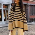 thumbnail image 4 of Pull à Col Roulé Rayé Fendu pour Femmes Automne et Hiver, 4 of 6