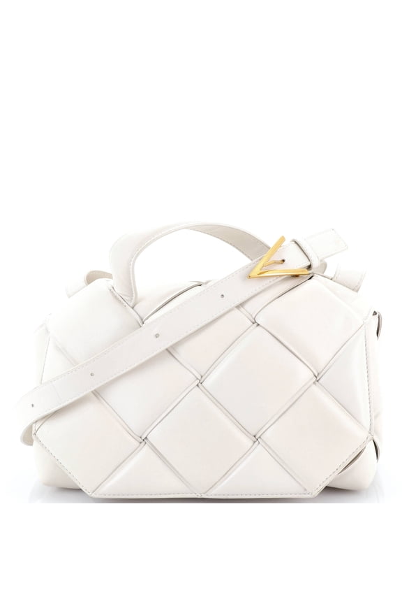 Pre-Owned Top Handle Shoulder Bag Padded Maxi Intrecciato Leather By Rebag