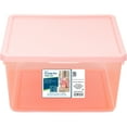 thumbnail image 5 of Your Zone Kids Medium Tinted Clear Plastic Stacking Storage Bin with Lid, Pink, 12 in x 12.4 in x 6.3 in, 5 of 8