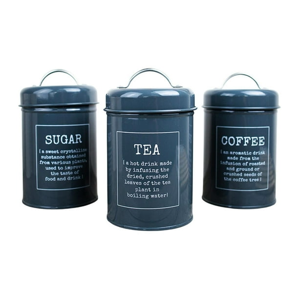 3 Botes de Cocina con Tapa, Recipientes de Almacenamiento para Alimentos, Té, Azúcar para La Oficina