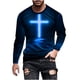 thumbnail image 2 of Blusas y camisas de manga larga con cuello redondo para hombre, blusa informal de manga larga con cuello redondo y estampado de rayas, blusa de poliéster para hombre, 2 of 5