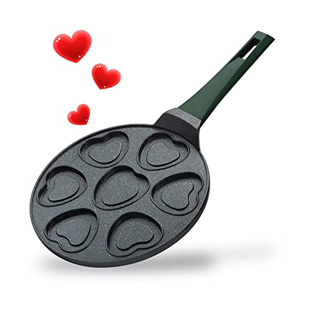 Pancake Maker Heart Shaped Cake Pans Mold Nonstick 10.6inch 7 Mold
