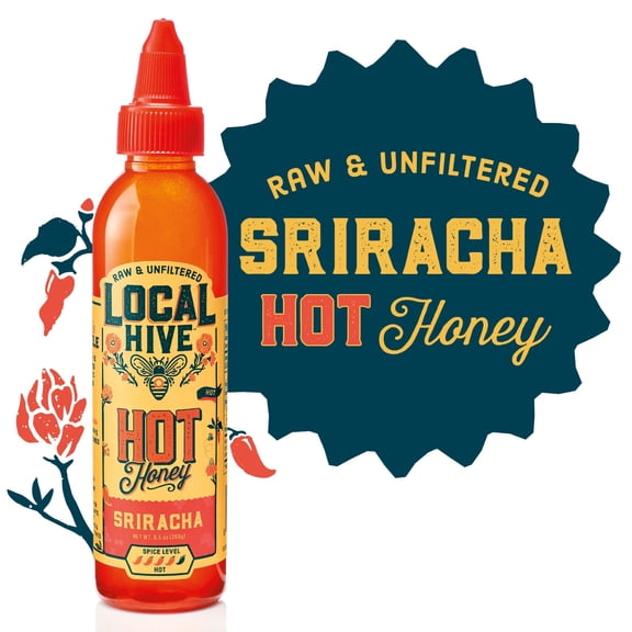 Local Hive, Sriracha Raw & Unfiltered Hot Honey, 9.0 oz Bottle
