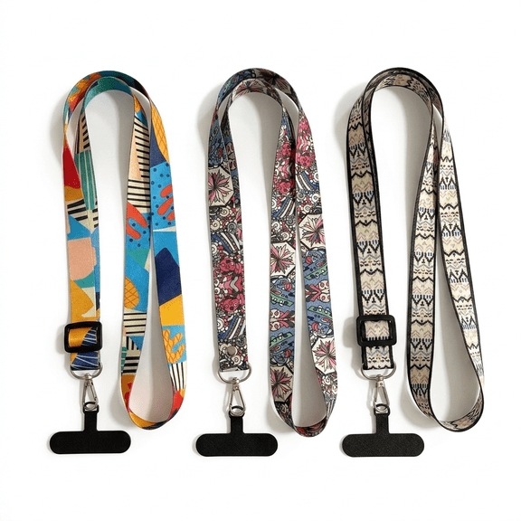 ROSEXIXI 3 Pcs Adjustable Crossbody Phone Lanyard:Colorful Retro Totem Anti Theft Device Holder Universal Crossbody Cell Phone Sling For Women Travel Outdoor Hands Free Use With Patch