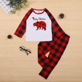 thumbnail image 2 of Sinhoon Baby Boys Girls Christmas Clothes Kid Sister Brother Matching Outfits Red Plaid Bear Top T-Shirt and Pants Set (6-7Y), 2 of 7
