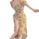 thumbnail image 3 of Vestido con abertura lateral Floral para mujer, vestido con estampado Floral y manga abombada dulce a la moda para verano Floral 6653 S, 3 of 8