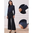 thumbnail image 2 of DARING DIVA Button Down Bodysuit Blouse  Casual Top Large Navy Blue, 2 of 6