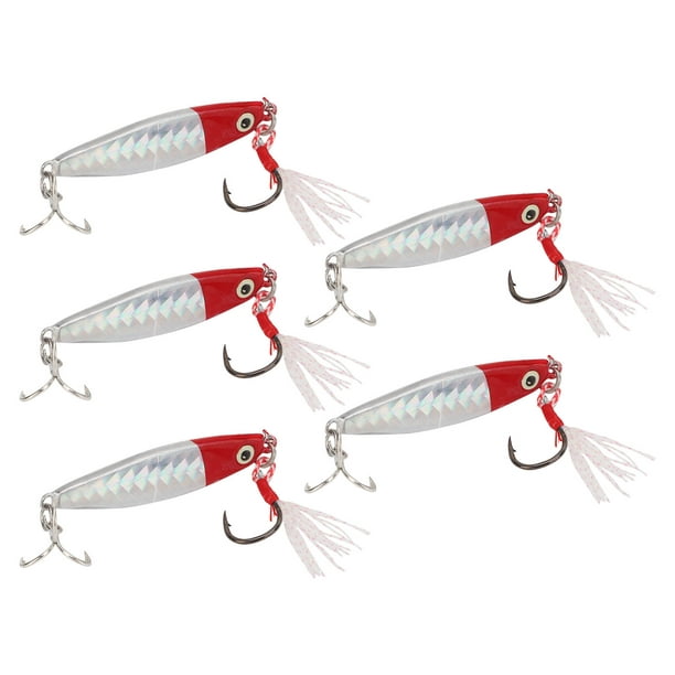 Jig Fishing Lures, Vib Fishing Lure Streamlined Body Shape Bright Colors  For River For Bank Red Head Silver Body