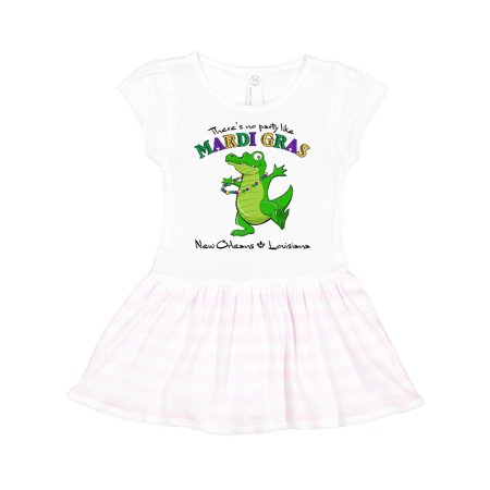 

Inktastic There s No Party Like Mardi Gras-alligator Gift Toddler Girl Dress