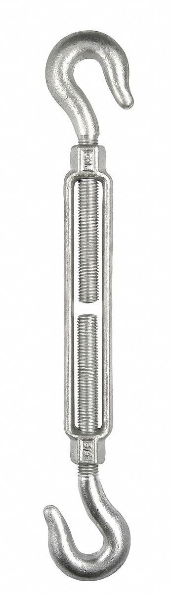 Galvanized Chicago Hardware 02170 8 Carbon Hook and Hook Turnbuckle 1,500 lb 1/2 x 2 Diameter Working Load Limit