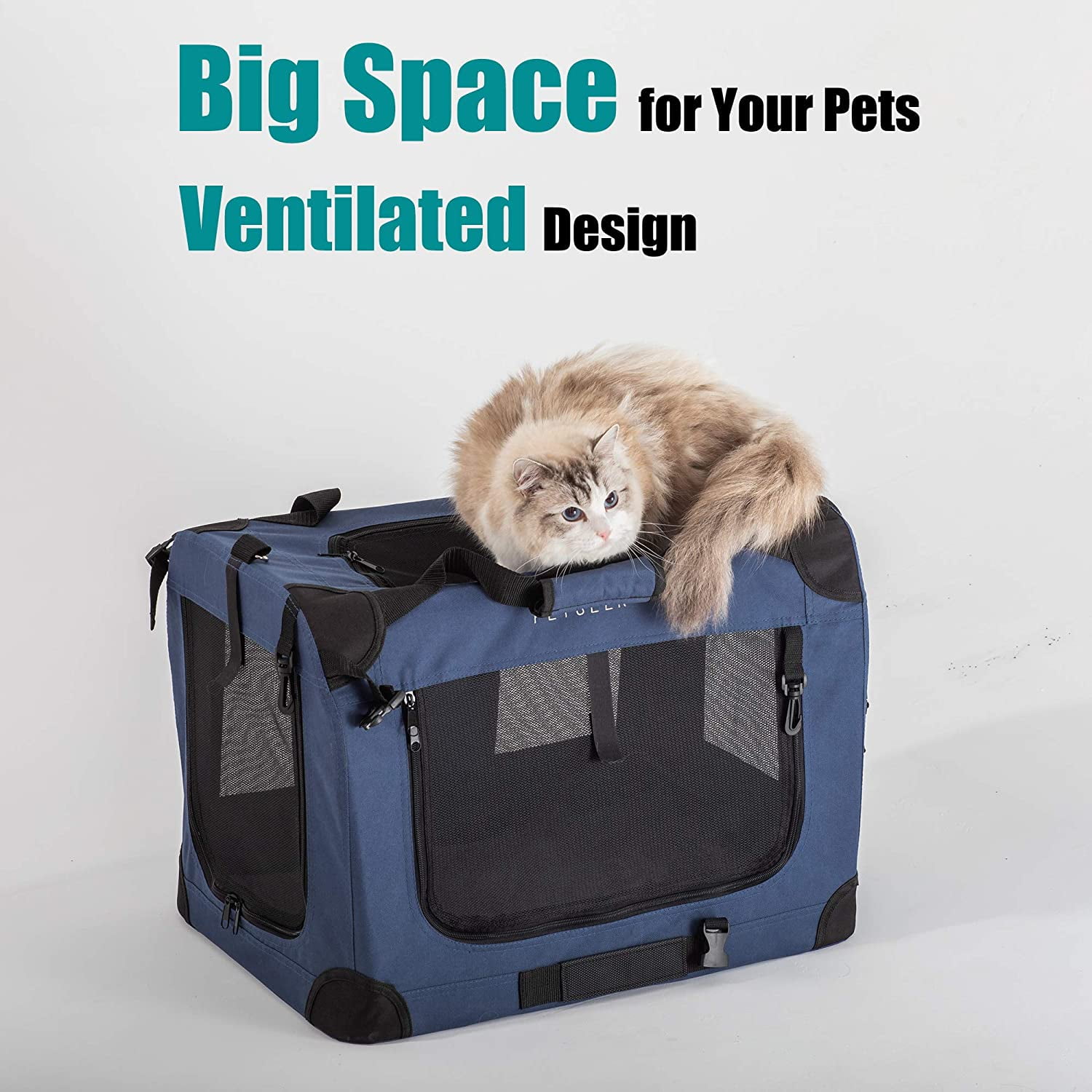 IGUOHAO Extra Large Cat Carrier Soft Sided Folding Small Medium Dog Pet Carrier 24 x16.5 x16 Travel Collapsible Ventilated Comfortable Design Portable Vehicle Walmart