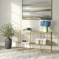thumbnail image 4 of Evelyn&Zoe Glass 2Tier Console Table, Brass/Clear, 4 of 7