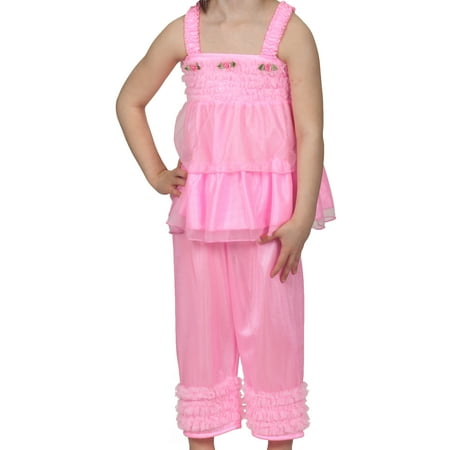 Monkey Pink Girls Pajamas - Laura Dare Baby Girls Bright Pink Bo Peep PJ Top and Pants w Scrunchie, Sz 12m