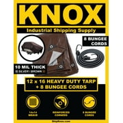 ShipKNOX 10 MIL TARP, 12X16 FT SILVER/BROWN, BUNGEES INCLUDED!