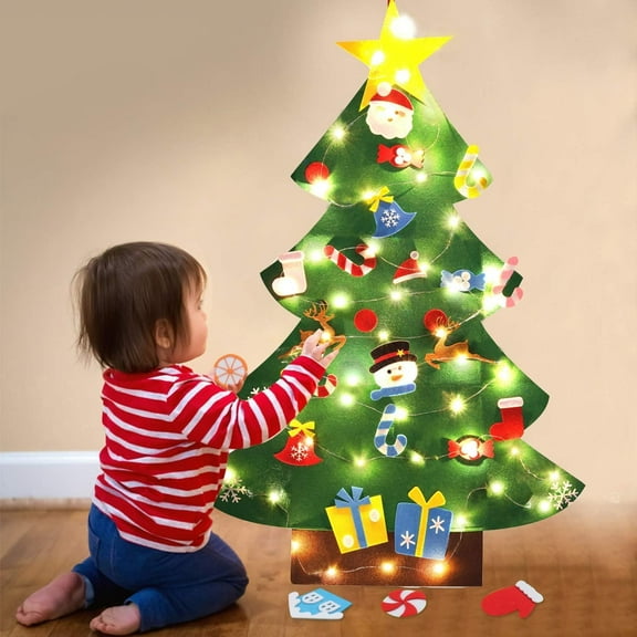 DIY Felt Christmas Tree 26Pcs Xmas Ornaments 3.2ft DIY Christmas Tree Wall Hanging Xmas Gifts Christmas Decorations