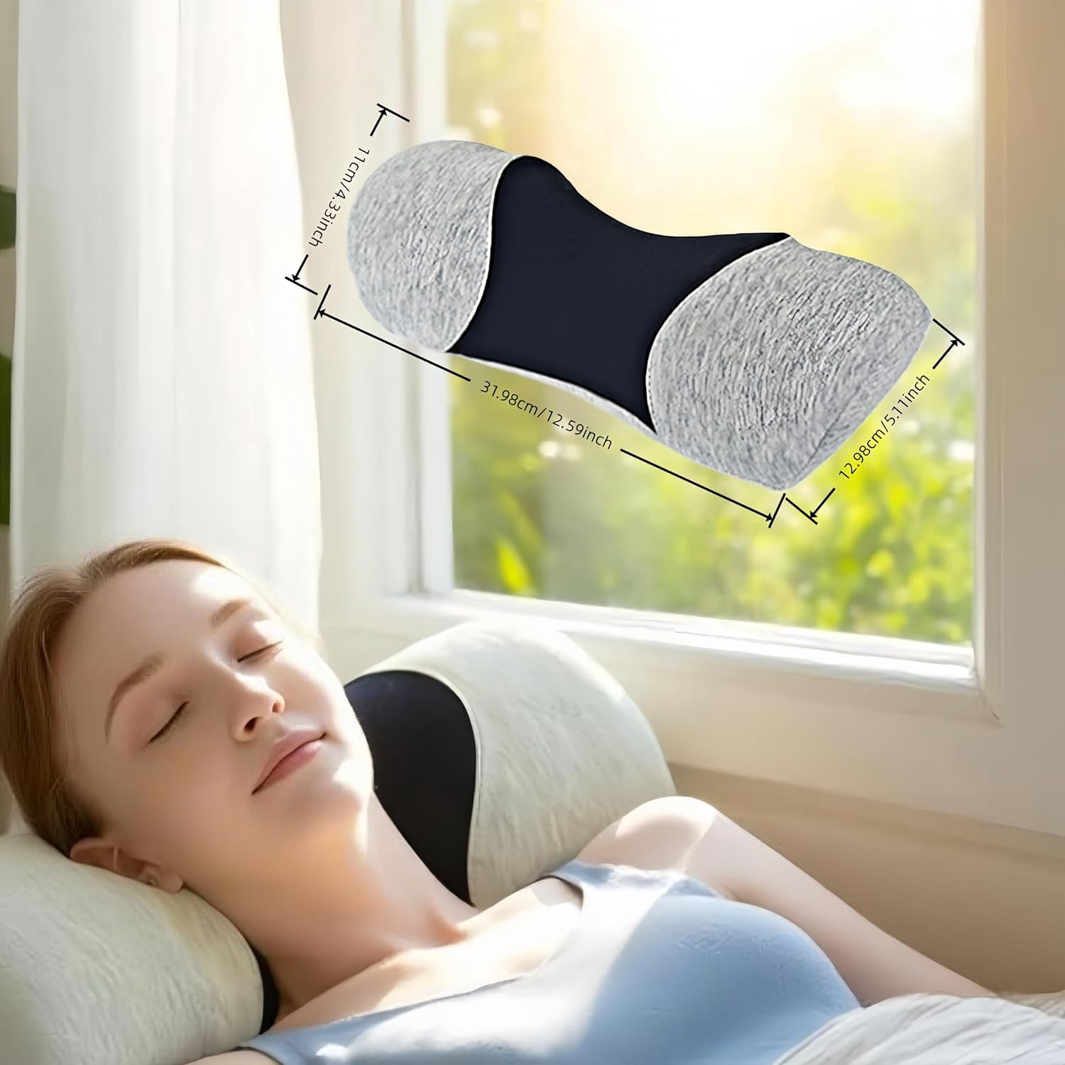 Poalid Neck Support Pillow for Relieving Neck Pain, Cervical Traction Device for Muscle Therapy and Tension Relief, Contour Support Shoulder Pain Reliever, Gray