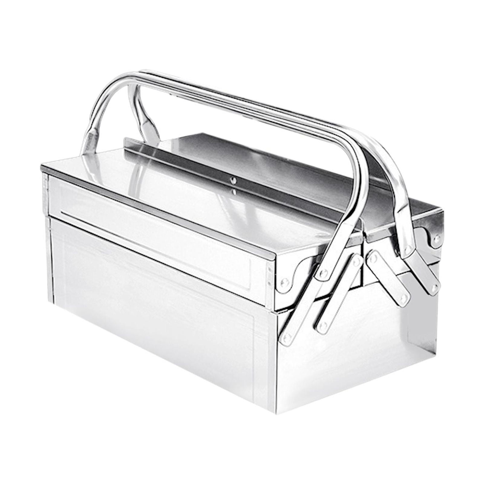 Stainless Steel Tool Box Carry Case Storage Box for Household Car Trunks Car 420mm Double layer