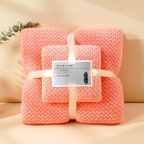 Meitianfacai Ensemble de Serviette en Molleton Corail et de Serviette de Bain, Rose
