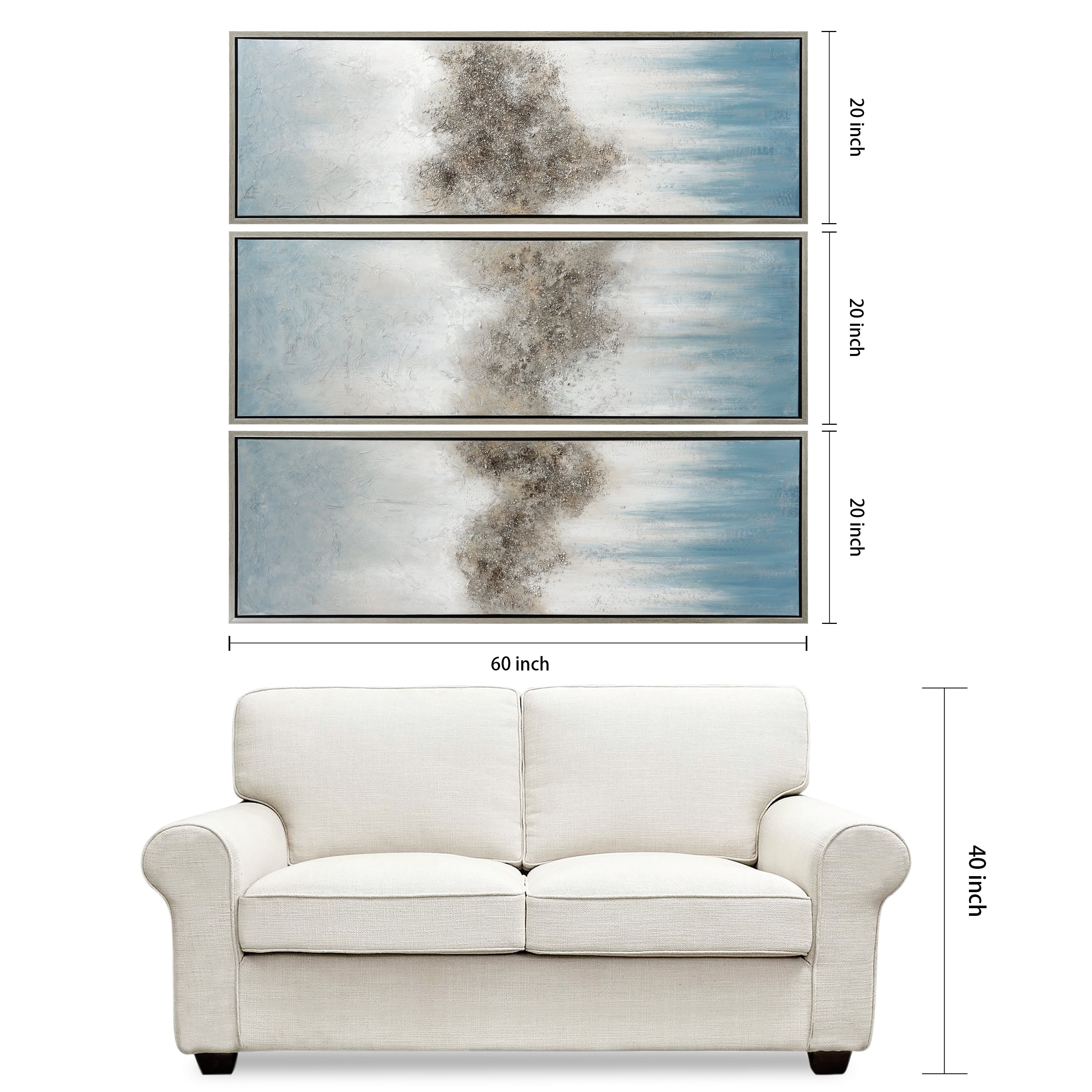 Empire Art Direct Sequence Textured Metallic Hand Painted Triptych Wall Art, 20" x 60" x 1.5" each, Ready to Hang