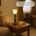 thumbnail image 2 of Rustic Bronze Table Lamp with Marbleized Alabaster Glass Lamp Shade - Antique Style Table Lamps for Living Room with Thick Glass Shade - Vintage Farmhouse Style Table Lamps for Bedroom Bronze, 2 of 9