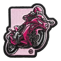 Pink Lady Rider Motorcycle Patch, Ladies Biker Patches3.25" W x 3.25" H, Manufactured by PatchStop