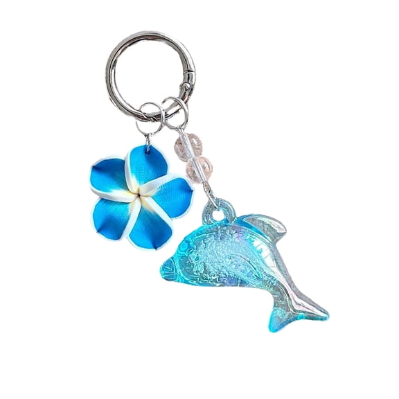 Adorable Dolphin Flower Keychain Colorful Hanging Decoration For Bags Keys Or Phones Great