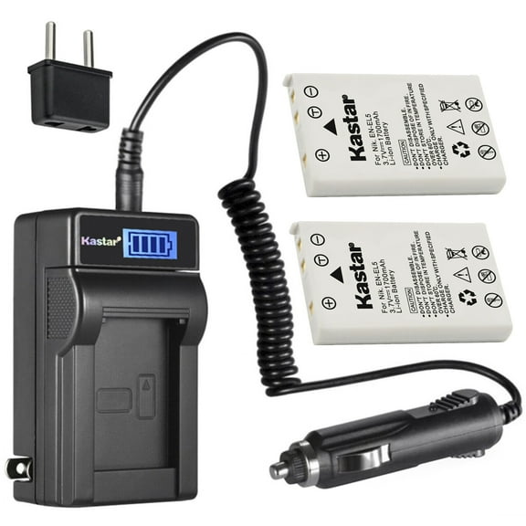Kastar 2-Pack EN-EL5 Battery and LCD AC Charger Compatible with Nikon Coolpix P90, Coolpix P100, Coolpix P500, Coolpix P510, Coolpix P520, Coolpix P530, Coolpix P5000, Coolpix P5100 Digital Cameras