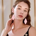 thumbnail image 2 of Acrylic Petal Earrings for Women Boho Flower Earrings Long Floral Tassel Earrings Long Rose Flower Hanging Resin Floral Statement Earring Jewellery Gifts, 2 of 16
