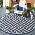 thumbnail image 2 of SAFAVIEH Courtyard Janey Bordered Indoor/Outdoor Area Rug, Navy/Light Beige, 6'7" x 6'7" Round, 2 of 7