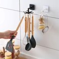 thumbnail image 4 of 2PCS Kitchen Utensil Holder Hooks Heavy Duty, Plastic Self-Adhesive Hooks 360 ° Rotatable Folding Wall Hangers Racks with 6 Hooks for Kitchen, Bathroom, Office (Black&White), 4 of 7