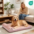 thumbnail image 5 of Exclusivo Mezcla Orthopedic Dog Bed with Head Pillow for Extra Large Dogs 56"x40", Removable and Machine-Washable Cover, Pink, 5 of 9