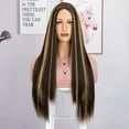 thumbnail image 2 of Lace Front Wigs 200% Density Lace Front Wig Pre Plucked Glueless Wigs Straight Black Synthetic lace front wig HD Lace Frontal Wigs natural Lace Closure Wigs for, 2 of 10
