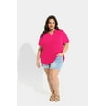 thumbnail image 5 of CASSIE LIZ Plus Size Womens Shirts 5X Summer Hot Pink Polo Shirts V Neck Ladies Shirts with Collar Fashion Business Short Sleeve Collared Shirts Casual Loose Fit Spring Tops 5XL 26W 28W, 5 of 7