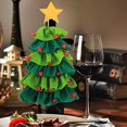 thumbnail image 3 of Bolsa para botellas de vino navideñas - Bolsas lindas verdes para botellas de vino con forma de árbol de Navidad | Bolsas de regalo para botellas de vino con bolas tejidas para decoración de mesas de, 3 of 5