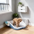 thumbnail image 4 of Dog Potty Toilet Training Tray - Portable Multifunctional Mesh Puppy Training Toilet Pad Holder, with Bafflel for Small Dogs Puppies, Blue, 4 of 6
