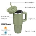 thumbnail image 2 of BJPKPK 30 oz Stainless Steel Tumbler With Handle Insulated Tumblers With 2 Straw Travel Coffee Mug With Lid,Sage, 2 of 5