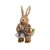 12" Rustic Brown Sisal and Burlap Mrs. Easter Bunny Rabbit with Carrots Spring Figure