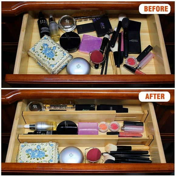 SMIBUY Adjustable Bamboo Drawer Dividers, Organizer