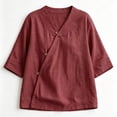thumbnail image 4 of Neewe Women's Fashion 3/4 Sleeve Shirts, Plain V Neck Casual Pullover Tops Blouses with Spring Fall, 4 of 5