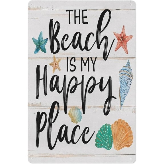 Rustic Beach Seaside Metal Tin Wall Sign 8x12 Inch Farmhouse Home Living Room Bedroom Garden Decor Plaque