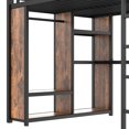 thumbnail image 3 of Queen Size Loft Bed Frame with Built-in Wardrobe and Desk, Heavy Duty Metal Loft Bed with Storage Shelves and Safety Guard Rails & Ladder, Easy Assembly, Mattress Not Included, Black, 3 of 9