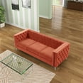 thumbnail image 5 of Rnfurnishings 3-Piece Velvet fabric Living Room Sofa+Loveseat+chair Set-Orange, 5 of 10