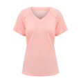 thumbnail image 3 of Women's Short Sleeve V Neck Pleated T Shirts, Askfv Summer Tops Ladies Casual Basic Loose Fit Pullover Shirts Solid Color, 3 of 10